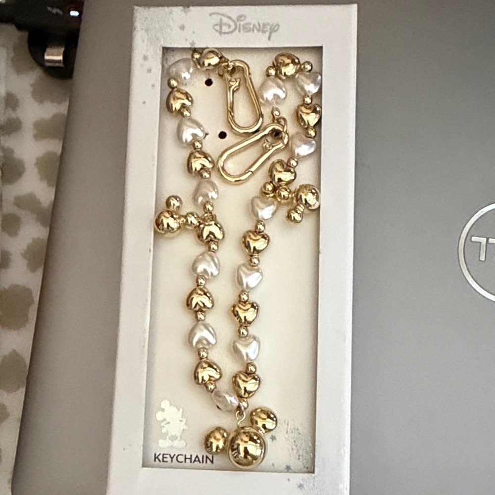 Disney Gold and White Mickey Mouse Keychain/ purse charm